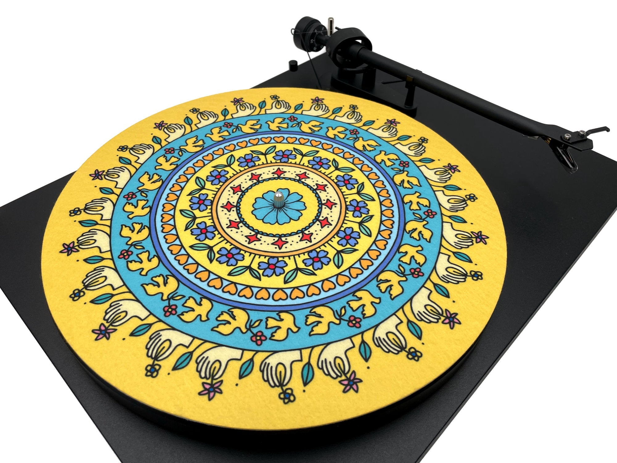 Feutrine pour platine vinyle « FLOWERS » - groovarts.com